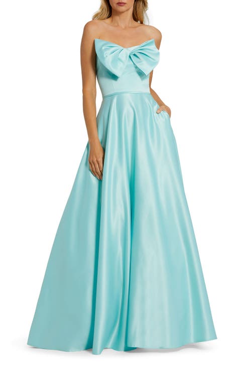 Bow Detail Strapless A-Line Gown