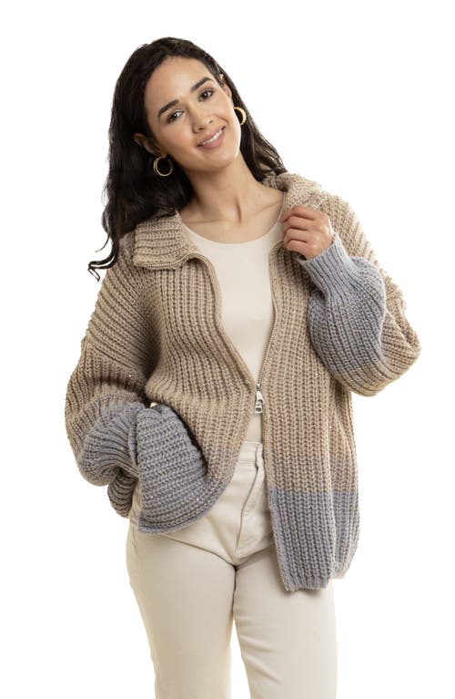 Shop Saachi Sequin Crocheted Zip-up Cardigan In Brown