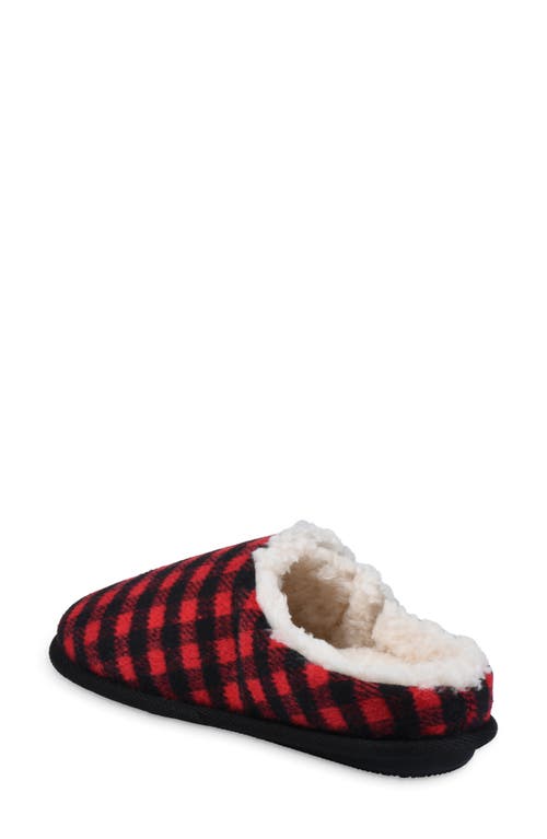 Gaahuu Buffalo Check Faux Shearling Lined Slipper In Black/red