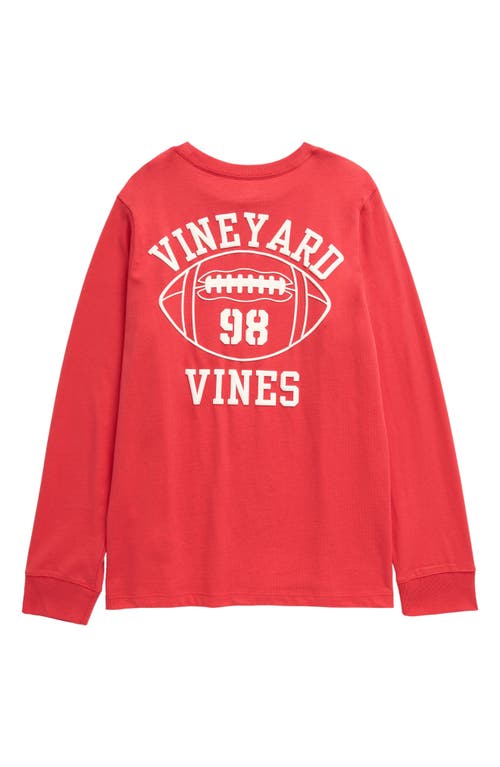 Shop Vineyard Vines Kids' Football Whale Long Sleeve Pocket Graphic T-shirt In Crab Shell