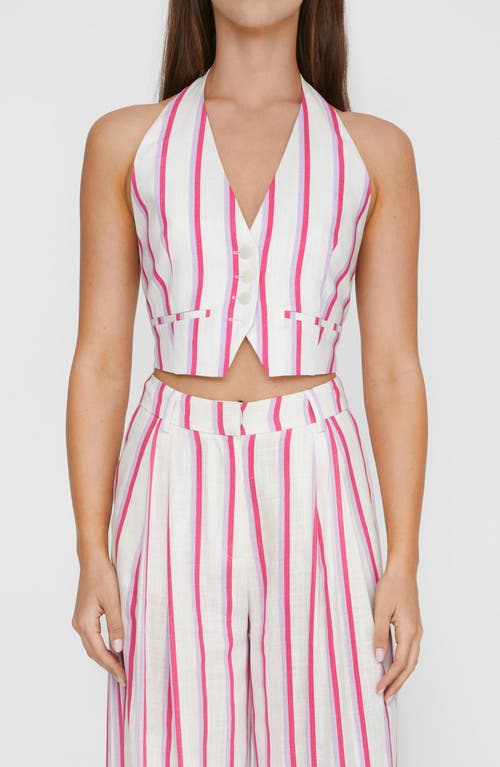 Shop Nasty Gal Stripe Crop Halter Top In Pink Stripe