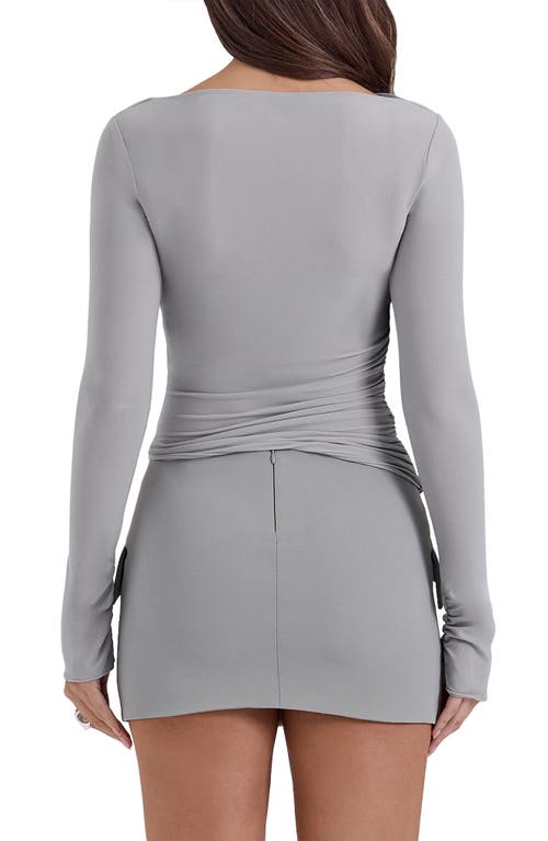 House Of Cb Floria Ruched Top In Ultimate Grey