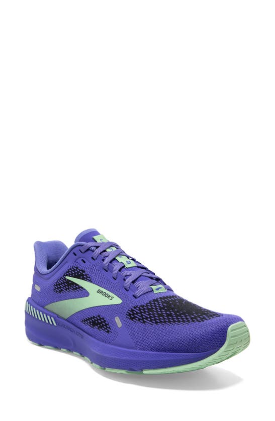 Brooks Launch Gts 9 Running Shoe In Blue Iris/ Ebony/ Green
