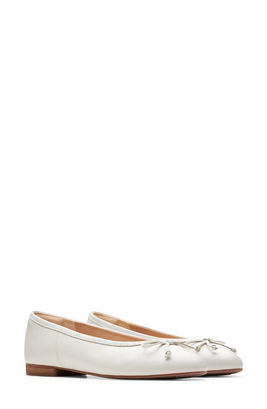 Clarks Fawna Lily Ballet Flat In White Leather