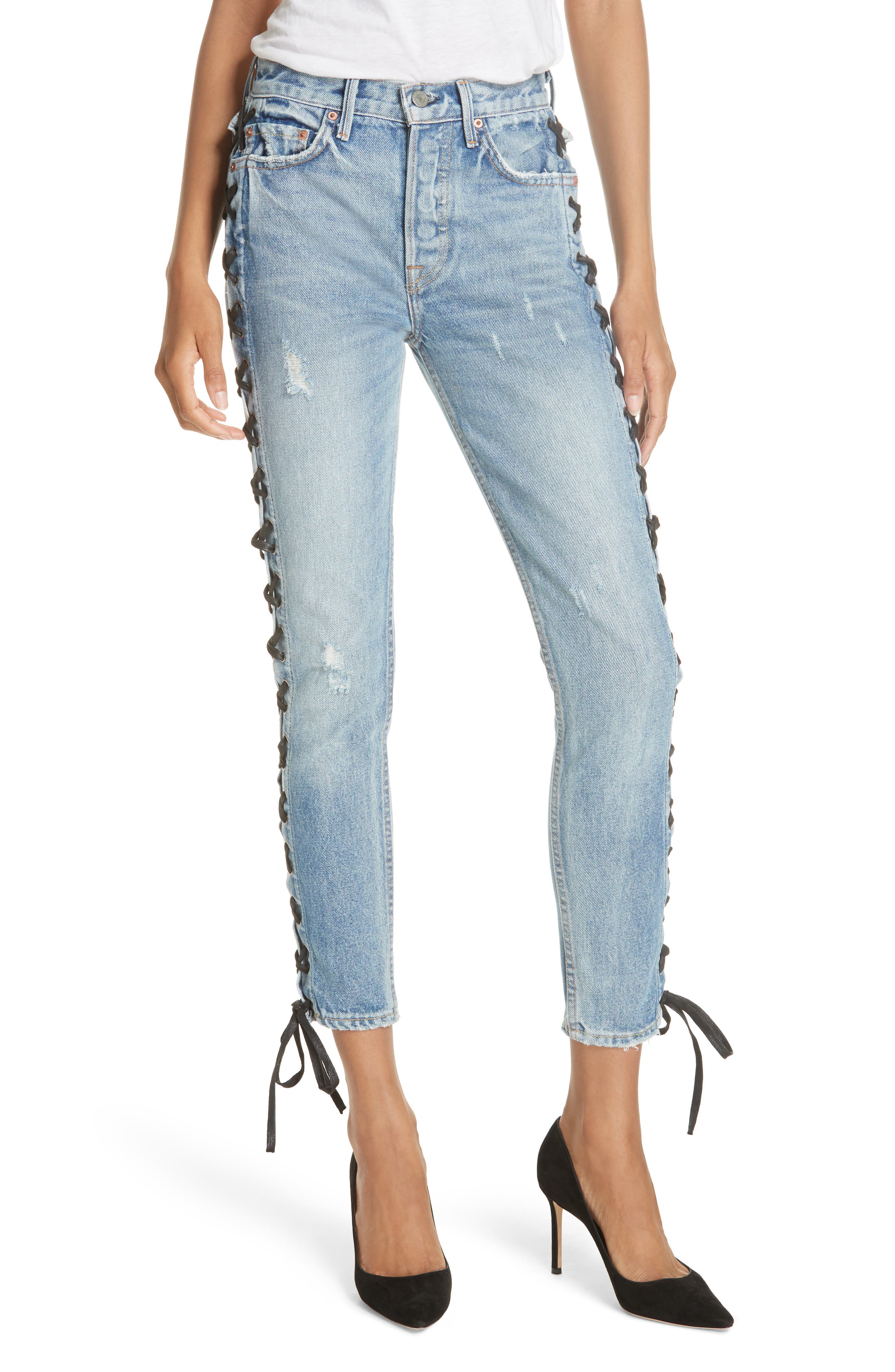 lace up jeans
