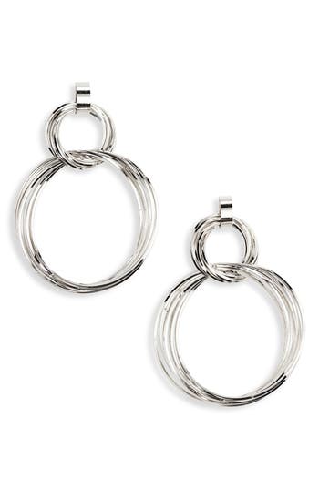 Tasha Frontal Hoop Double Drop Earrings In Silver