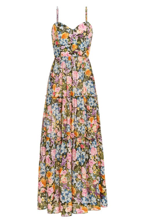 Shop Agua Bendita Suzie Dreamn Floral Cover-up Maxi Dress In Black Multi