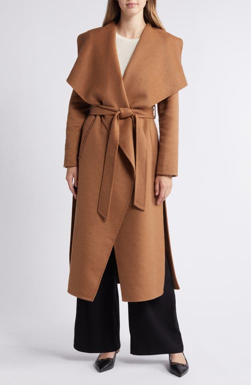 Shop Bcbg Scarlet Long Wrap Coat In Toffee