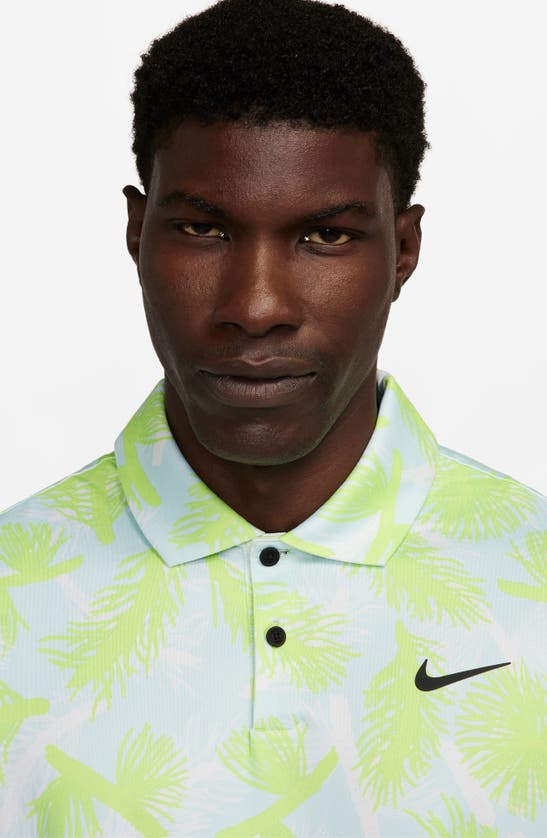Shop Nike Tour Pines Print Dri-fit Golf Polo In Light Lemon Twist/ Black