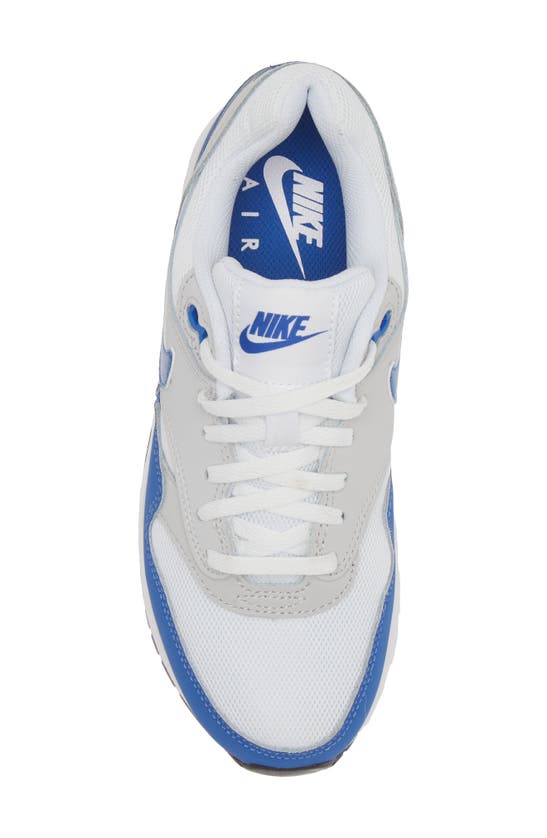 Shop Nike Kids' Air Max 1 Sneaker In White/ Royal/ Grey/ Black