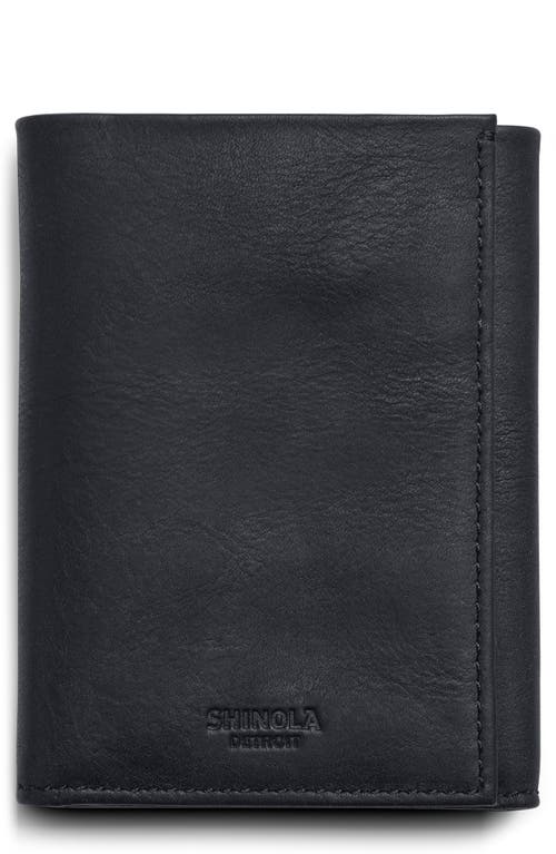 RFID Leather Trifold Wallet in Black