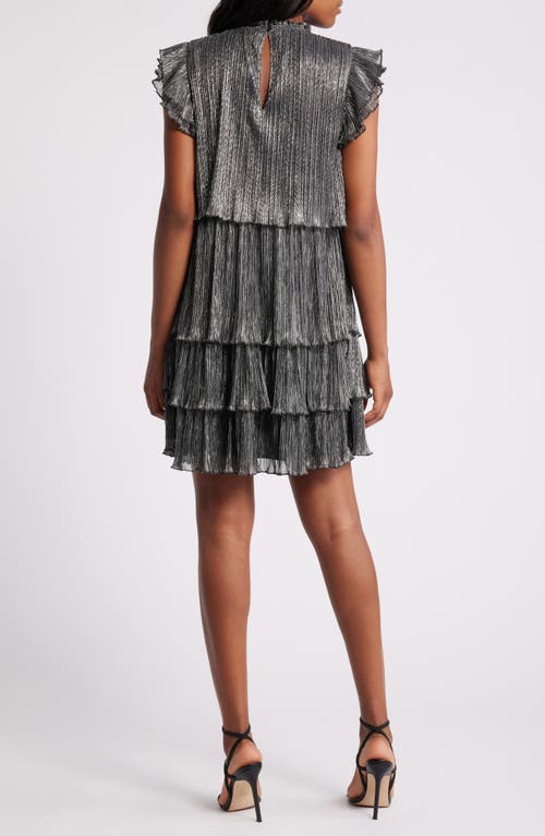 Shop Chelsea28 Metallic Tiered Minidress In Silver Foil