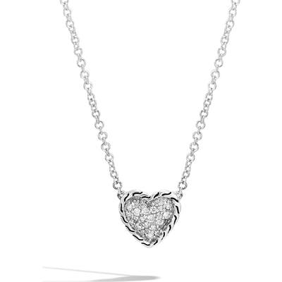 John Hardy Chain Classic Pave Diamond Heart Pendant Necklace