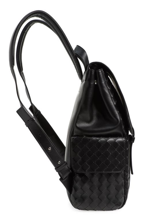 Shop Bottega Veneta Back To School Intrecciato Leather Backpack In 8803 Black/silver