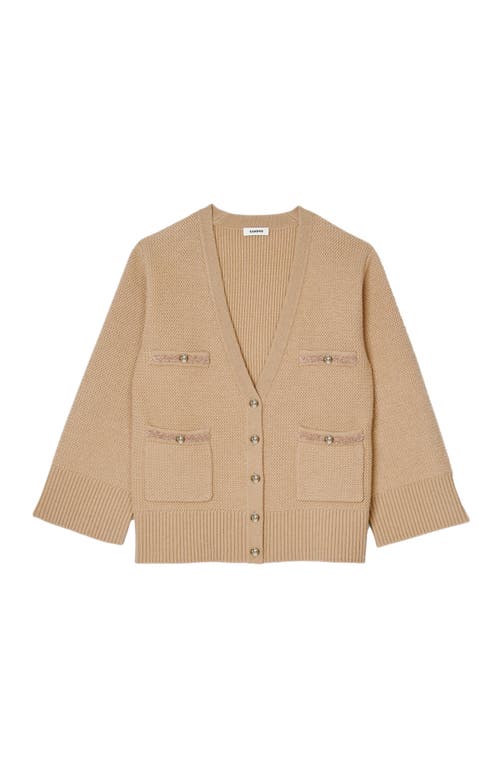 Shop Sandro Long Wool Cardigan In Camel