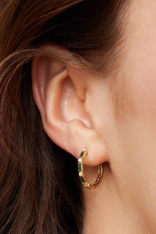 Oradina 14k Gold Crown Jewels Hoops In Gold - Red Ruby