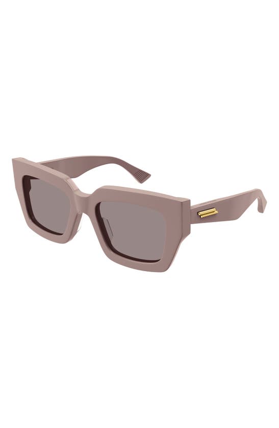 Shop Bottega Veneta 52mm Rectangular Sunglasses In Pink