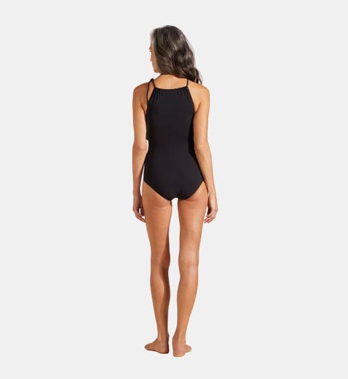 Shop Vilebrequin Rope Tresses High-neck One-piece Swimsuit In Noir