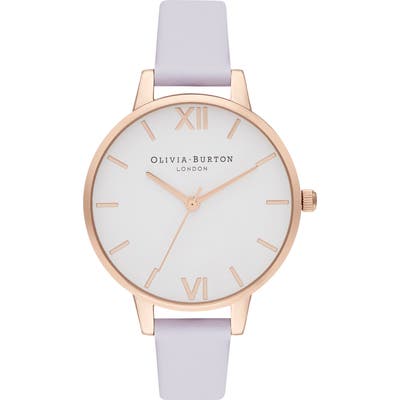 Olivia Burton White Dial Leather Strap Watch,