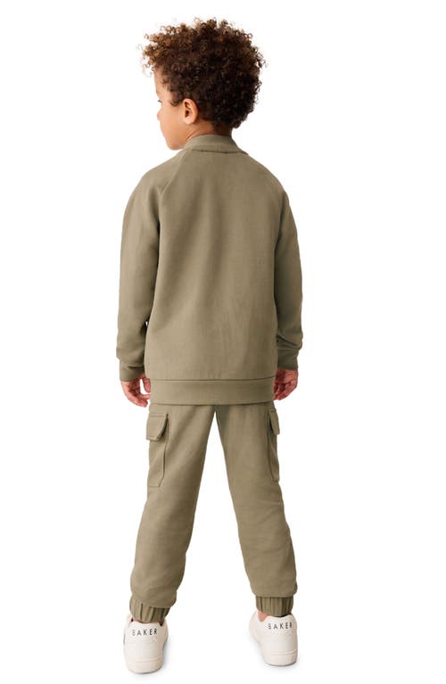 Baker By Ted Baker Kids' Bomber Jacket, Graphic T-shirt & Cargo Joggers Set In Green