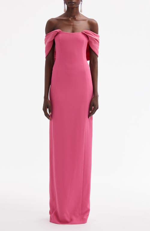 Oscar de la Renta Strapless Cape Sleeve Cady Gown Geranium at Nordstrom,