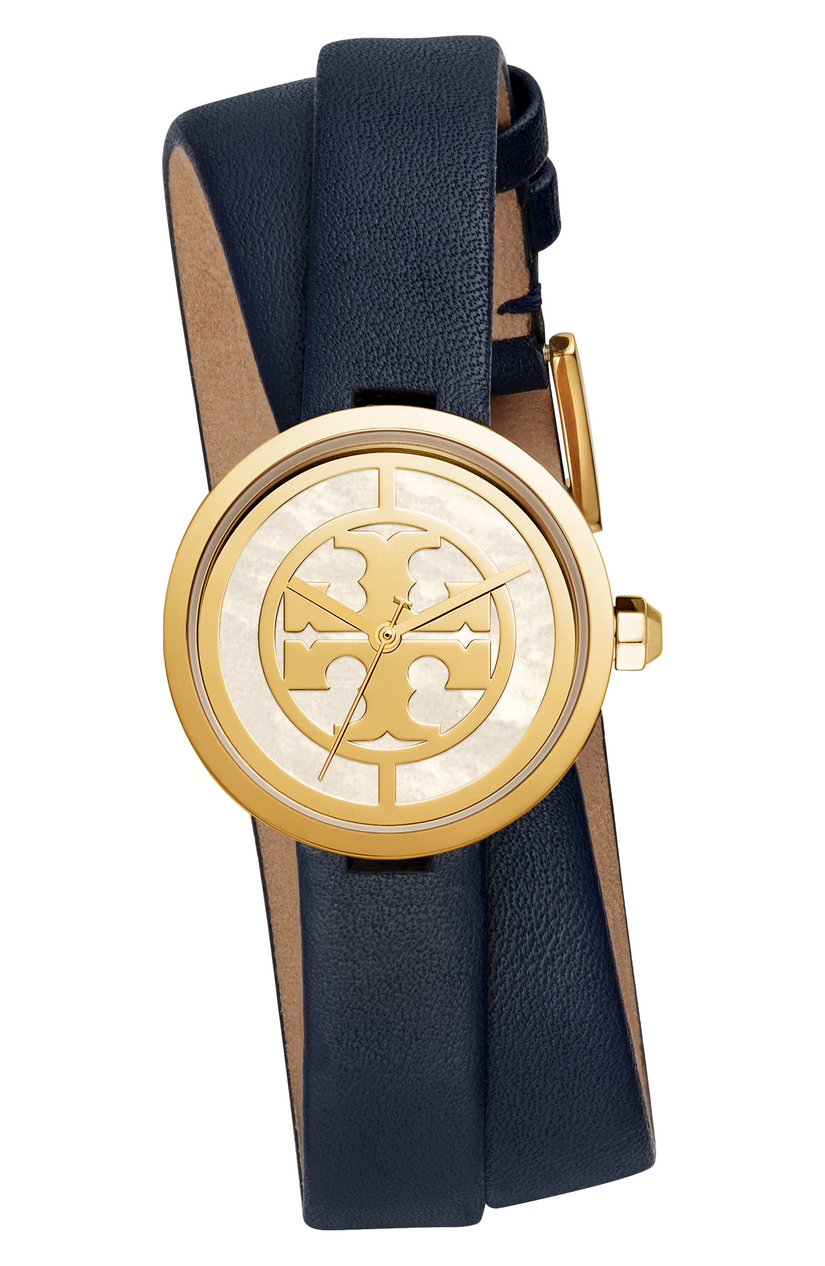 Tory Burch Reva Double Wrap Leather Strap Watch, 29mm Nordstrom