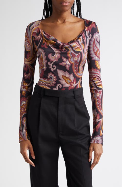 Etro Paisley Scoop Neck Knit Top In Printed Black Base