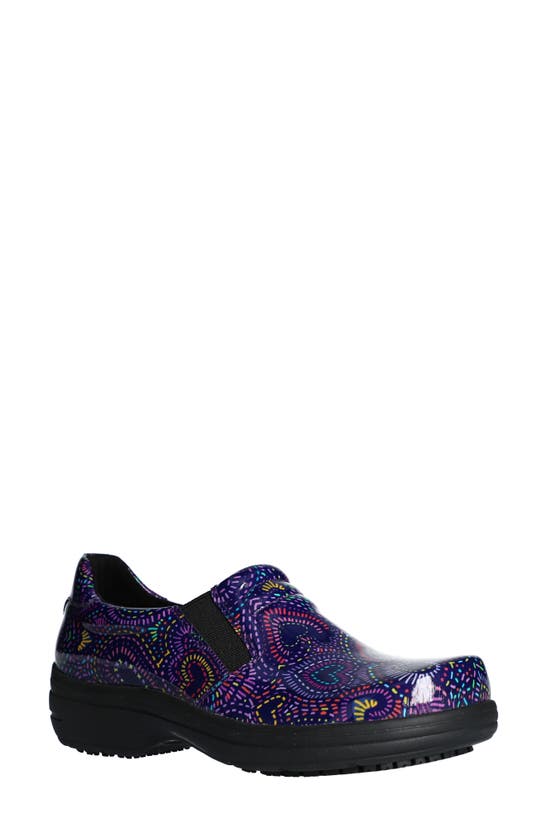 Easy Works By Easy Street Bind Leather Loafer In Purple Multi Hearts Pat Lea