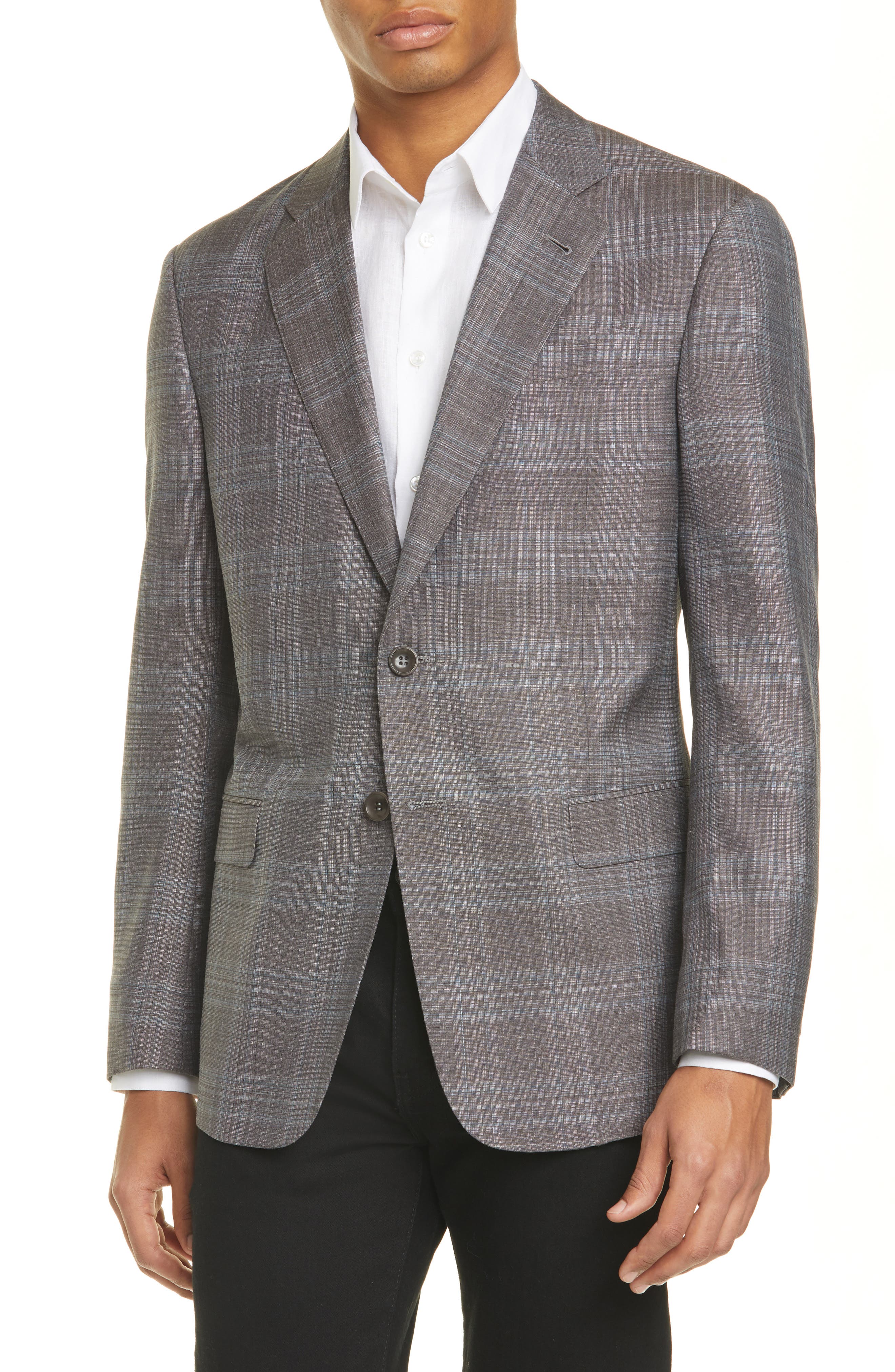 Giorgio Armani | Trim Fit Plaid Wool Blend Sport Coat | Nordstrom Rack