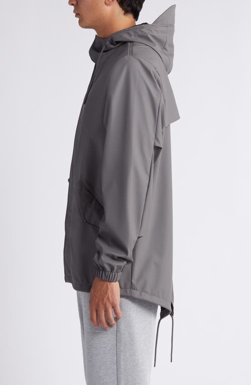 Shop Rains Fishtail Hooded Waterproof Rain Jacket In Grey