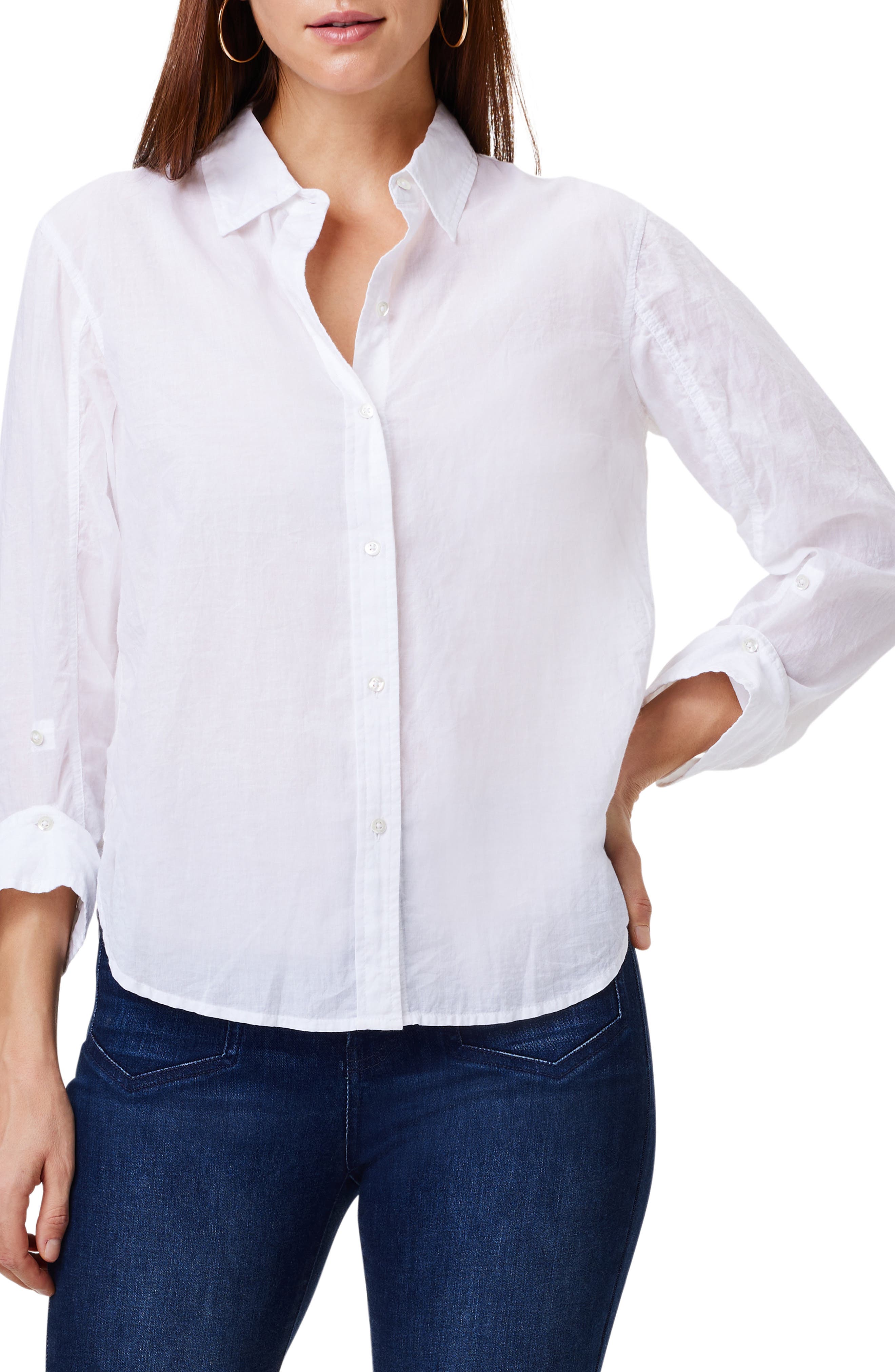 women's petite white button down shirt