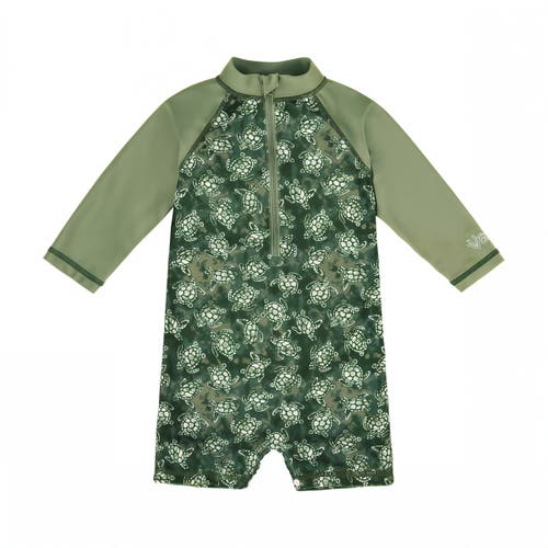 Shop Uv Skinz Long Sleeve Swim Romper In Turtle Cove