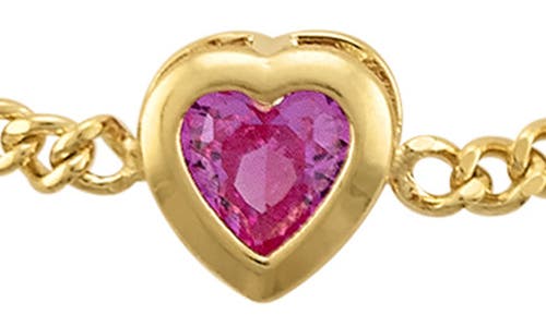 Fzn Heart Charm Bracelet In Pink Sapphire