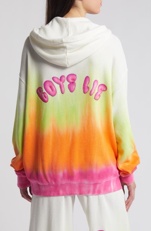 Shop Boys Lie Sour Patch Racer Ombré Thermal Knit Hoodie In Ivory Multi