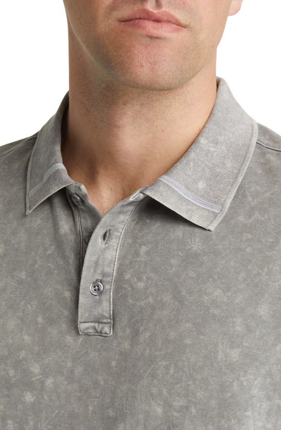 Stone Rose Acid Wash Polo In Grey