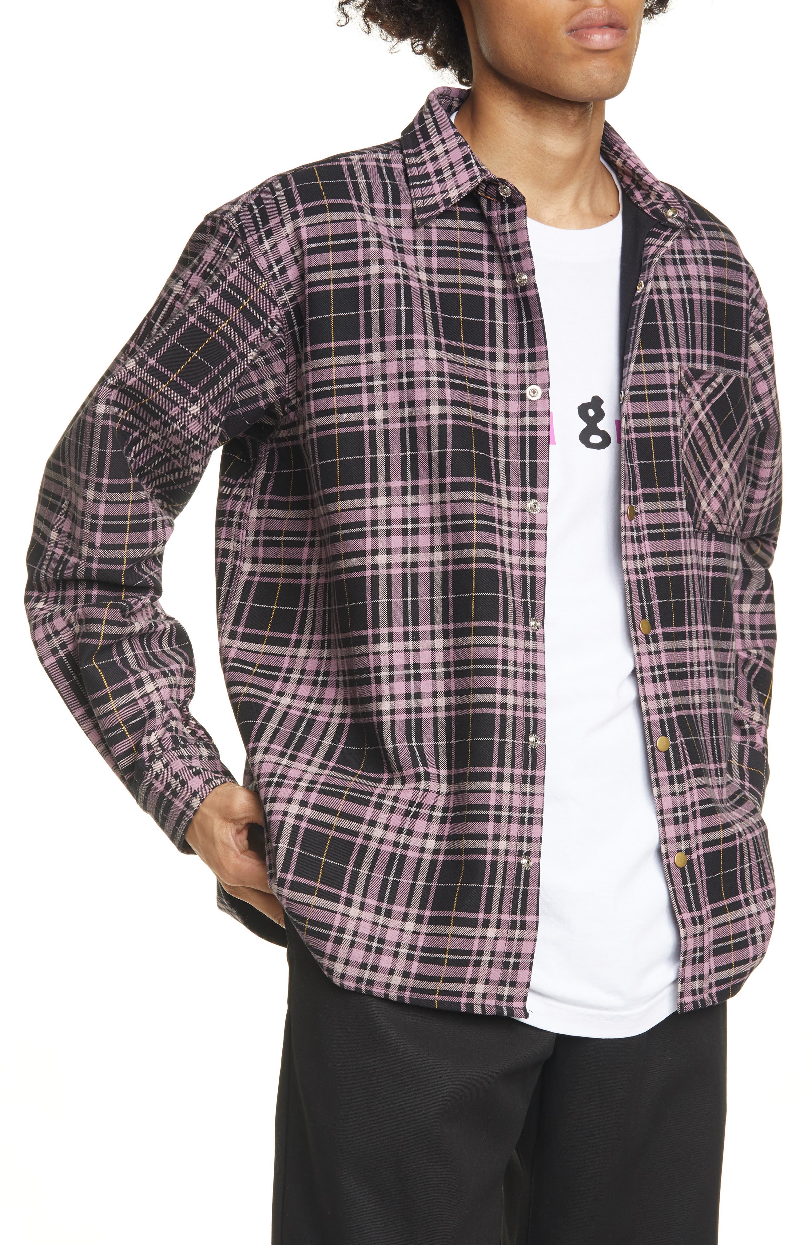 checkered denim shirt