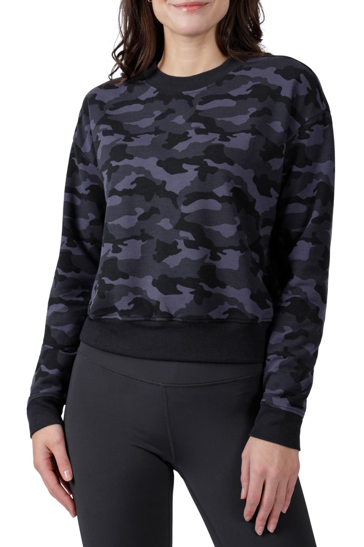 90 Degree By Reflex Missy Terry Brushed Long Sleeve In P600 Camo Navy Comb