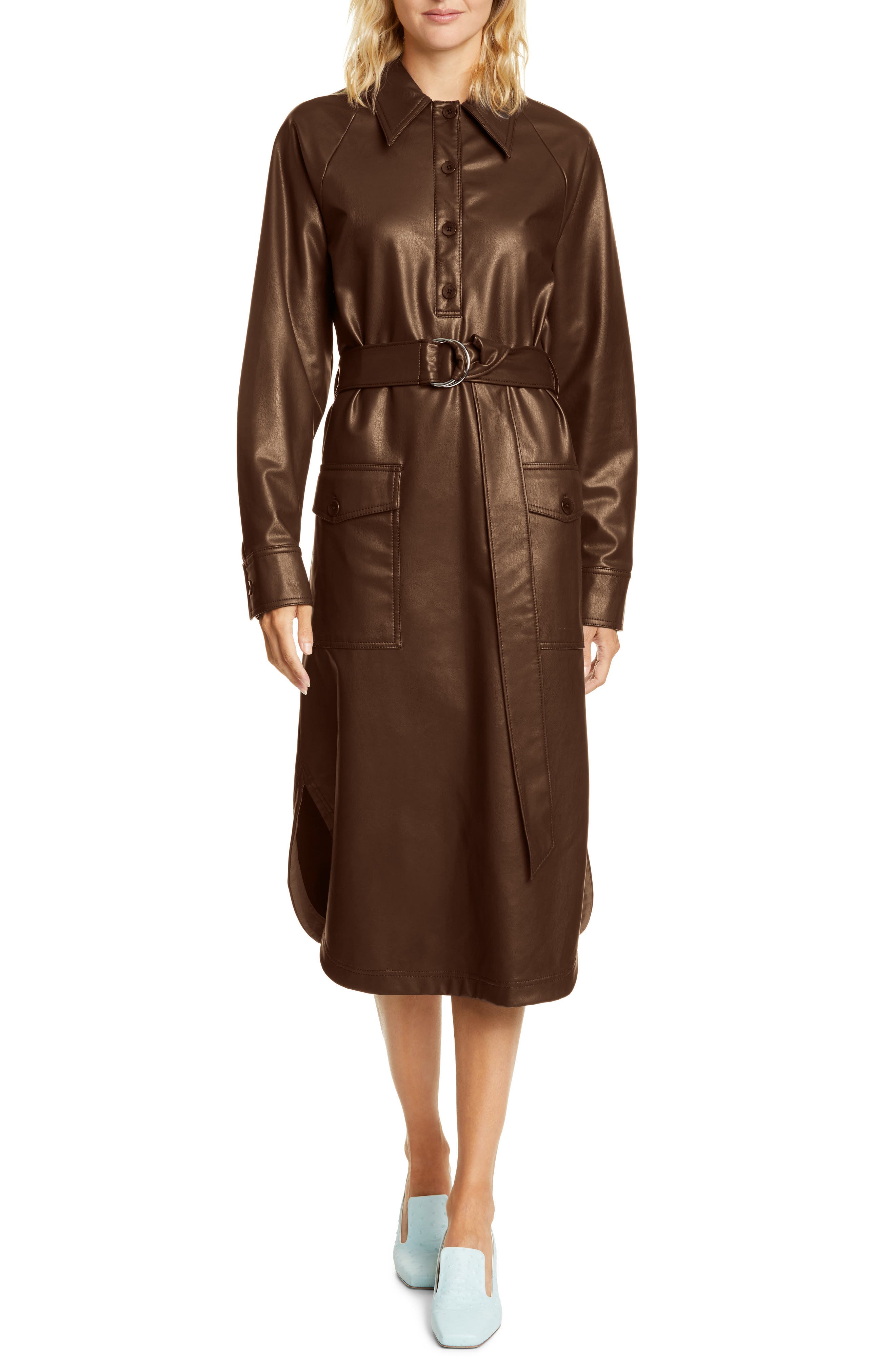 leather shirt dress