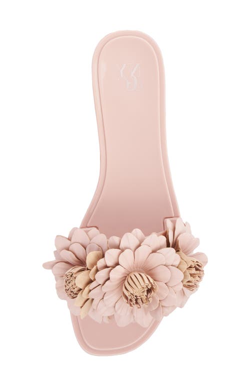 New York And Company Anella 3d Flower Slide Sandal In Tan