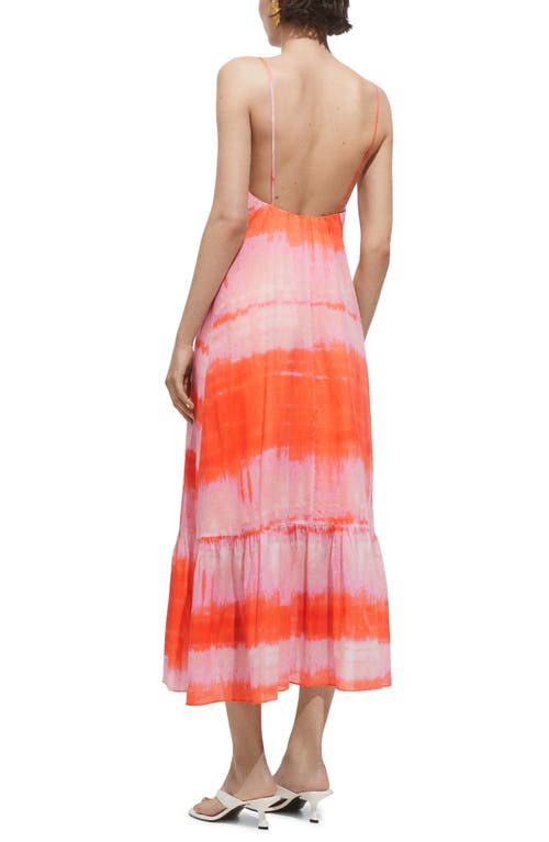 Shop Mango Print Ruffle Hem Sleeveless Maxi Dress In Orange