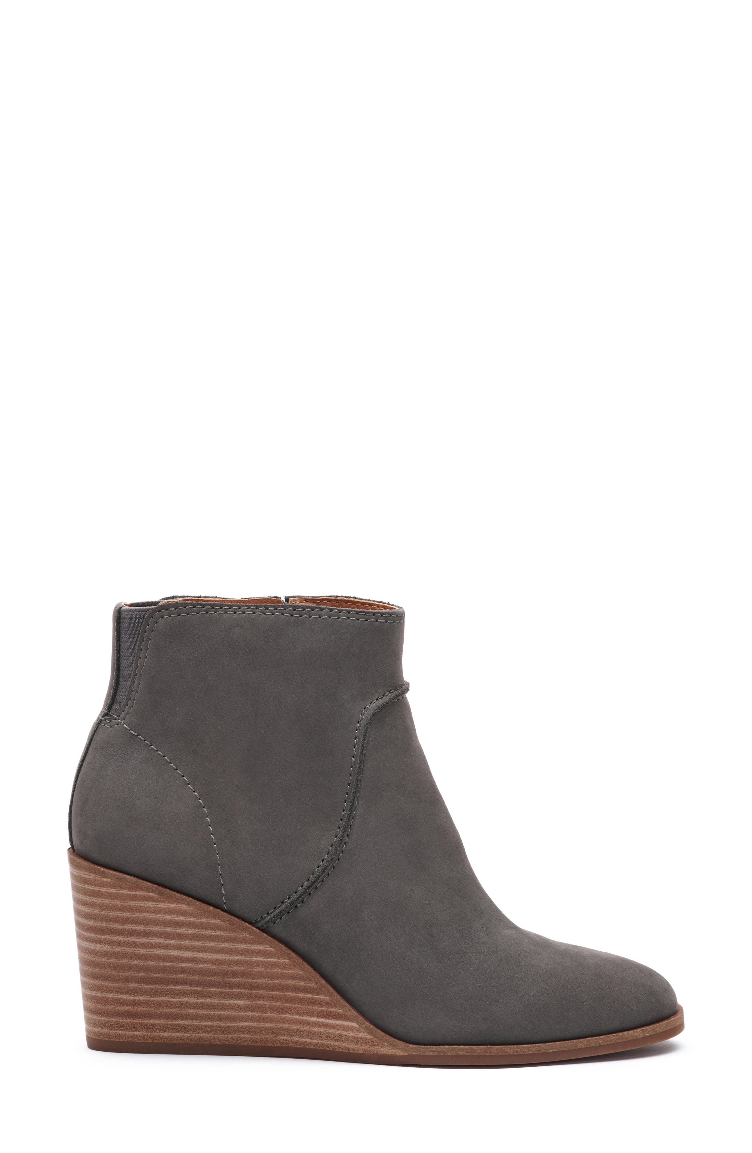 gray wedge booties