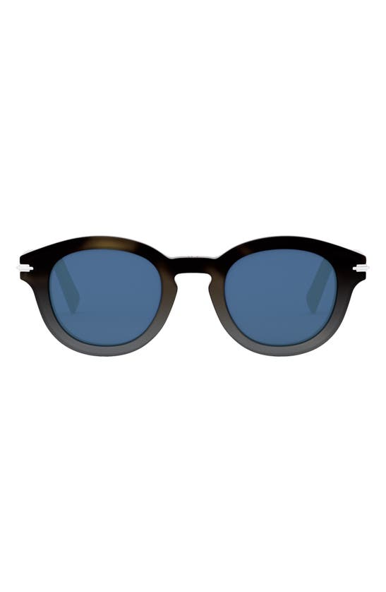 Dior Blacksuit 48mm Round Sunglasses In Havana / Blue