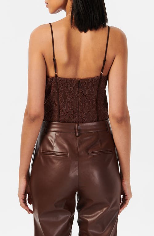 Shop Cami Nyc Arlette Lace & Crepe Corset Bodysuit In Java