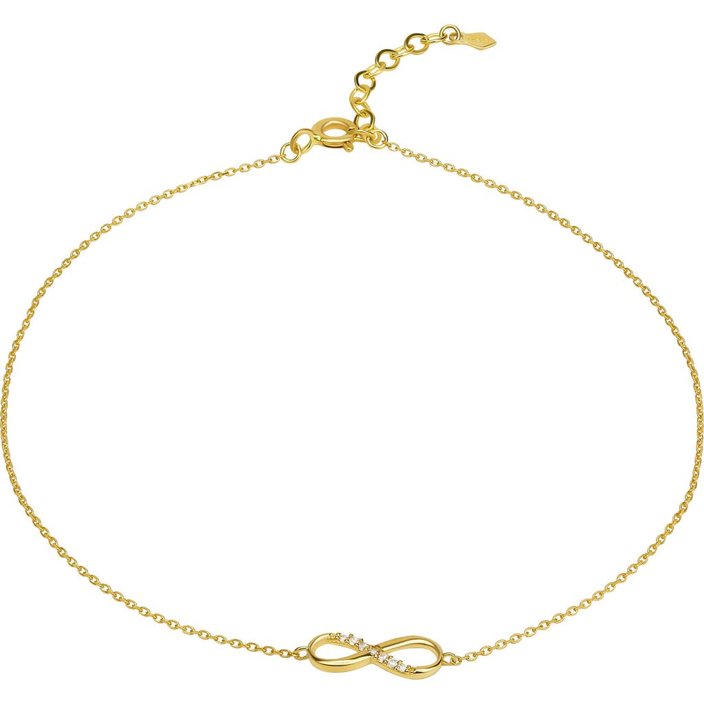 Shop Candela Jewelry 10k Yellow Gold Cz Infinity Charm Anklet In Clear/yellow Gold