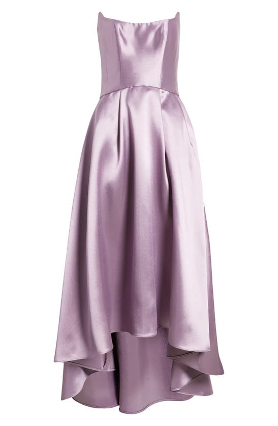 Shop Amsale Strapless High-low Mikado Gown In Violet
