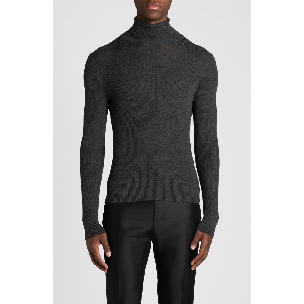 Tom Ford Crew Neck Sweater Long Sleeves In Ig721 Charcoal Melange