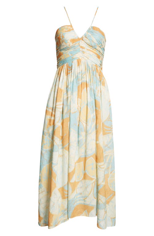 Shop A.l.c . Rumi Printed Cotton Midi Dress In Cumin/sea Glass