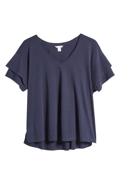 caslon(r) Cotton & Linen V-Neck T-Shirt in Navy Blazer