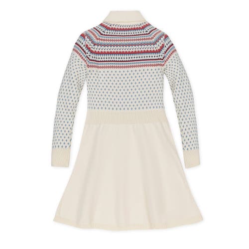 Shop Hope & Henry Girls' Organic Shawl Collar Sweater Dress, Kids In Ski Lodge Birdseye