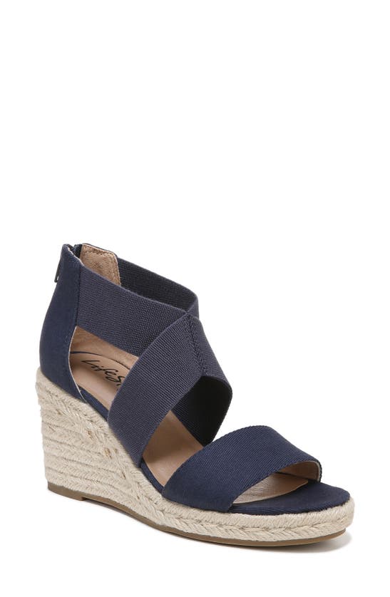 Lifestride Thrive Espadrille Platform Wedge Sandal In Navy